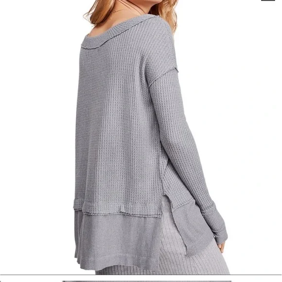 Free People blue grey long sleeve tunic oversized with Relaxed Fit - Picture 2 of 8